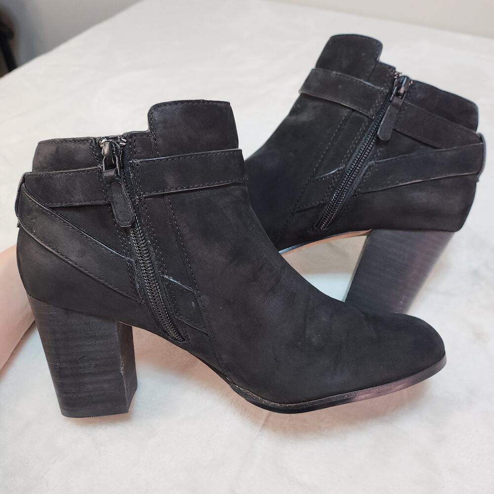 Cole Haan Black Nubuck 8C Wide Ankle Boots Whimsigoth Witchy Quiet Luxury Boho - Picture 10 of 12